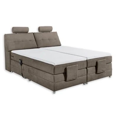 Abbildung von Palermo 2 Boxspringbett 180x200 elektrisch verstellbar, Stone Bequemes Doppelbett mit dekorativer Steppung &amp; Komfortschaum Topper 180 x 127 234 cm (B/H/T)