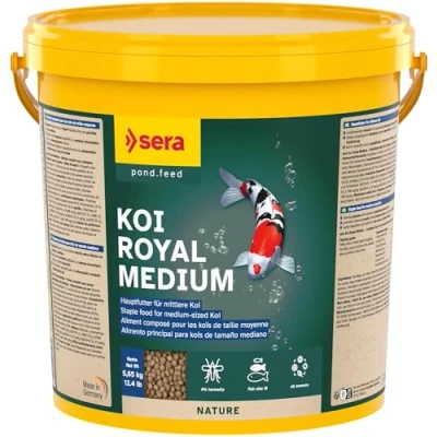 Abbildung von sera Koi Royal Medium 21L (5,65kg) Hauptfutter für 12 25 cm frei von Farb &amp; Konservierungsstoffen Omega Fettsäuren Mannan Oligosaccharide leicht verdaulich wasserfreundlich