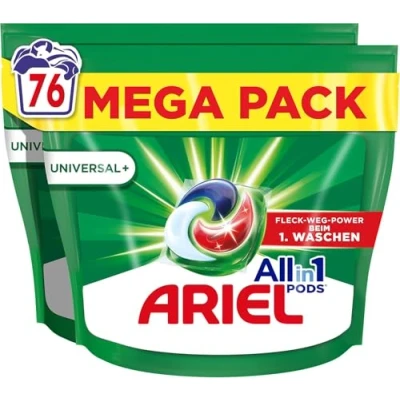 Abbildung von Ariel Allin1 PODS, Flüssigwaschmittel Kapseln Universal+ 76 Waschladungen, Wirken Selbst Bei 7 Tage Alten, Eingetrockneten Flecken in Kaltem Wasser
