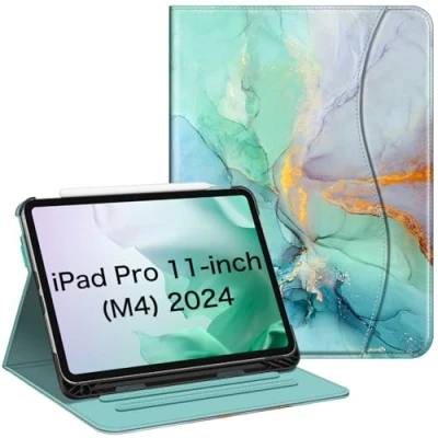 Abbildung von Fintie Folio Schutzhülle für iPad Pro 27,9 cm (11 Zoll) (M4) 2024 (Modellnummer: A2836/A2837/A3006) Mehrere Blickwinkel, Smart Stand mit Stifthalter und Tasche, Auto Wake/Sleep,