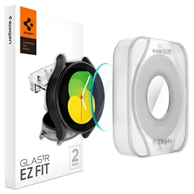 Abbildung von 2 Pcer Pack Samsung Galaxy Watch 44 mm Panzerglas Spigen EZ FIT Glas.tR met applicator voor smartwatch Displayschutzfolie mit