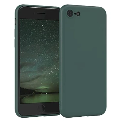 Abbildung von EAZY Case Silikonhülle für iPhone SE 2022 / 2020, 7/8 Hülle Silikon Grün weich stoßfeste Handyhülle Schutzhülle mit Kameraschutz Dünn Premium Schutz Cover TPU Bumper in Piniengrün