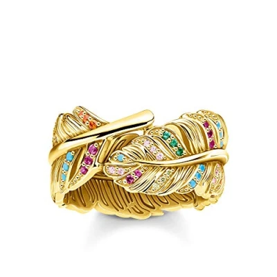 Abbildung von Thomas Sabo TR2284 488 7 Damenring Feder goldfarben