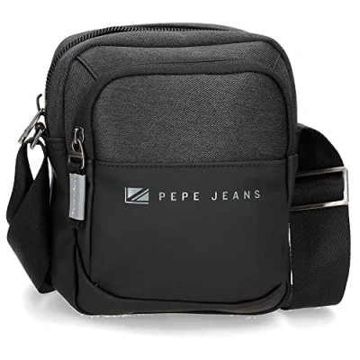 Abbildung von Pepe Jeans Jarvis Umhängetasche, Schwarz, 15 x 19,5 6 cm, Polyester mit Details aus Kunstleder
