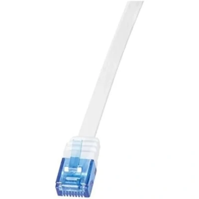 Abbildung von LogiLink CP0132 CAT5e UTP Flat Patch Kabel, AWG 30, blau Colour RJ45 Short Plug, weiß, 0,25M