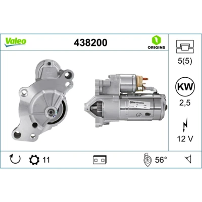 Abbildung von VALEO 438200 Anlasser 12 2,5 11 NEW ORIGINAL PART PEUGEOT: 508 I Limousine, 807, SW, CITROËN: C4 Grand Picasso, Schrägheck, C5 III Kombi