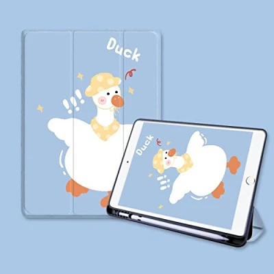 Abbildung von Cecey jdz Hülle Für Ipad 9. Generation 2021/8. 2020/7. 2019 Trifold Stand Smart Cover Shell 10.2 Zoll Mit Stifthalter Auto Wake/Sleep(Süße Glückliche Ente)