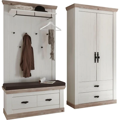 Abbildung von Home affaire Garderoben Set &quot;Florenz&quot;, (3 St.), bestehend aus 1 Bank, Paneel und Stauraumschrank