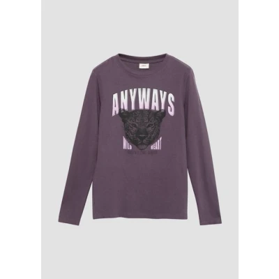 Abbildung von s.Oliver Langarmshirt mit schimmerndem Print Rippblende