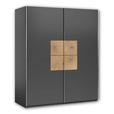 Abbildung von Stella Trading JOOS Schwebetürenschrank modern mit viel Stauraum Vielseitiger Kleiderschrank in Graphit Hirnholz Absetzungen 170 x 195 59 cm (B/H/T)