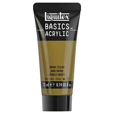 Abbildung von Liquitex 8870445​ Basics Acrylfarbe Bronzegelb​, 22ml Tube, lichtecht, wasserfest, zum Malen und Dekorieren von Holz, Metall, Keramik, Kunststoff, Leinwand