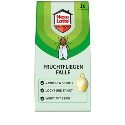 Abbildung von Substral NEXA LOTTE Fruchtfliegenfalle, 1 Falle, Effektive Falle gegen Fruchtfliegen mit Essig Lockstoff, Sofort einsetzbar, Wirkt bis zu 4 Wochen, Dekorativ und Auslaufsicher, Grün