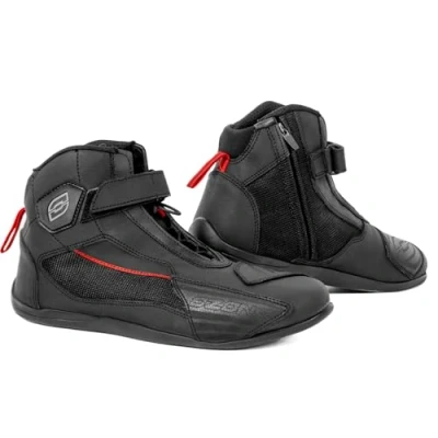 Abbildung von OZONE MOTO City Motorradstiefel Verstärkte Knöchel und Fersen Langer Reißverschluss Reflektierende Elemente