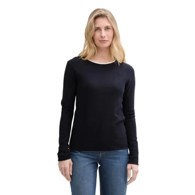 Abbildung von TOM TAILOR Damen Basic Pullover mit Rundhalsausschnitt, 10668 Sky Captain Blue, XXXL