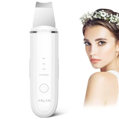 Abbildung von Ultraschallpeelinggerät ANLAN Skin Scrubber,Ultraschall Peeling Porenreiniger Akne Entferner Ionen Hautreiniger für Gesichtsreinigung Gesichtspflege(Weiß)