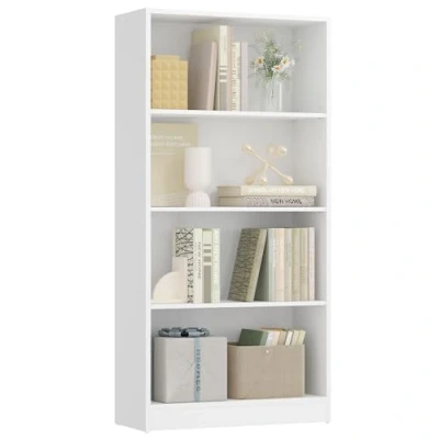 Abbildung von VASAGLE Bücherregal, mit 4 Ebenen, Standregal, Aufbewahrungsregal, für Wohnzimmer, Büro, Schlafzimmer, Arbeitszimmer, skandinavischer Stil, 24 x 60 121,5 cm, weiß LBC107T14