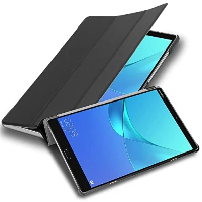 Abbildung von Cadorabo Hülle kompatibel mit Huawei MediaPad M5 8 (8.4 Zoll) Tablethülle Auto Wake Up aus Kunst Leder Flip Klappbare Magnetische Cover für Tasche in Schwarz