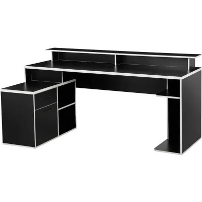 Abbildung von INOSIGN Gamingtisch &quot;Game, Computertisch, Eckschreibtisch&quot;, Towerfach, Kabeldurchlass, Monitoraufsatz, Stauraum, Maße 180x102 cm