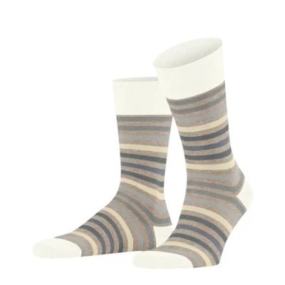 Abbildung von FALKE Herren Tinted Stripe M SO Wolle Baumwolle Gemustert 1 Paar Socken, Beige (Beige Melange 4043), 43 46