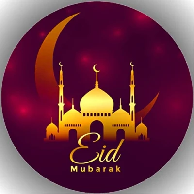 Abbildung von Fondant Tortenaufleger Tortenbild Geburtstag EID MUBARAK K10