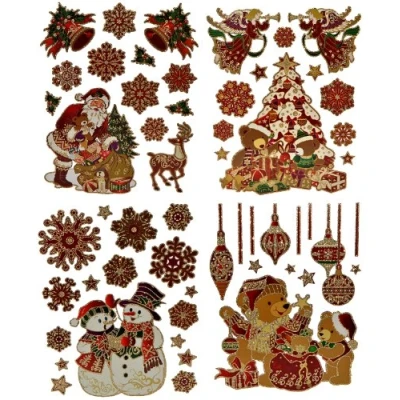 Abbildung von alles meine.de GmbH 4 Set: XL Fensterbilder Weihnachten Weihnachtsmann/Geschenke/Rentier/Schneeflocken Sticker Fenstersticker Aufkleber selbstklebend &amp; statisch haftend..