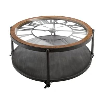 Abbildung von Atmosphera Couchtisch Chrono Metall und Holz D 90 cm Schwarz
