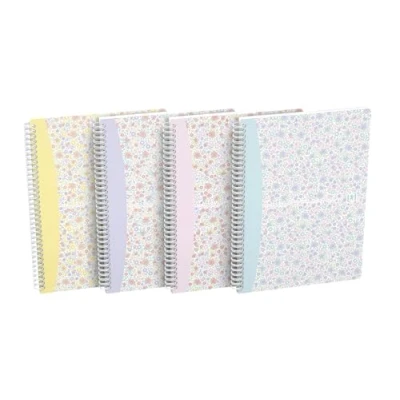 Abbildung von Oxford Spiral Notizbuch B5 Floral kariert, 120 Seiten, Softcover, 4 Designs, 5 Stück
