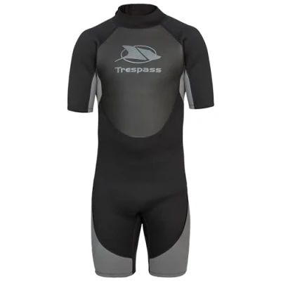 Abbildung von Trespass Scuba, Black, S, Kurzer 3mm Neoprenanzug mit 7mm Reißverschluss für Herren, Small, Schwarz