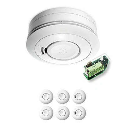 Abbildung von Ei Electronics Ei650RF Funkrauchmelder, Bundle aus funkvernetzbarem Rauchwarnmelder und Funkmodul im 6er Set, Testsieger Stiftung Warentest mit Batterie für 10 Jahre, weiß