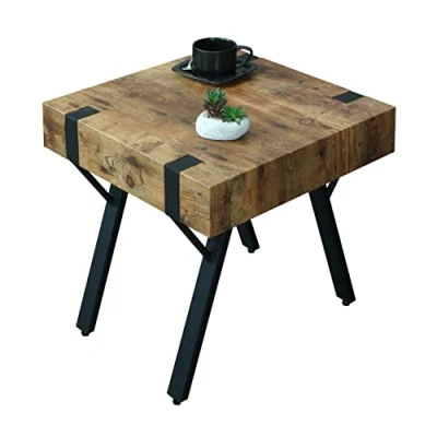 Abbildung von Beistelltisch HWC L54, Kaffeetisch Nachttisch Loungetisch Couchtisch, Metall MDF 50x50x50cm dunkle Wildeiche