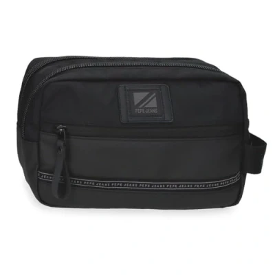 Abbildung von Pepe Jeans Stratford Kulturbeutel mit Zwei Fächern, anpassbar, Schwarz, 26 x 16 12 cm, Polyester von Joumma Bags, Talla única, Kosmetiktasche anpassbar