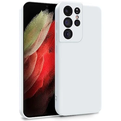 Abbildung von MyGadget Hülle für Samsung Galaxy S21 Ultra Zweilagige Handyhülle mit Kameraschutz Cover Innenfutter &amp; Silikon außen Weiß