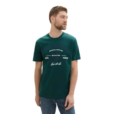 Abbildung von TOM Tailor MIT LOGO Tshirt print, Herren, Größe: Medium, Deep green lake