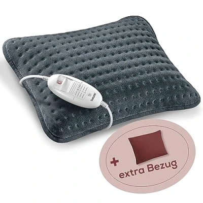 Abbildung von Beurer HK 48 Cosy Sofa Heizkissen mit Schnellheizung, 3 beleuchtete Temperaturstufen und Abschaltautomatik, extra weiches Wendekissen, zusätzlichem Filz Bezug, rot