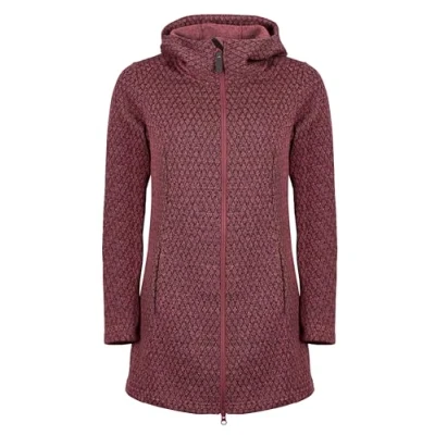 Abbildung von ELKLINE Damen Fleecejacke Reykjavik Strick Fleecemantel leicht tailliert mit Kapuze halblang 2014100, Größe:42, Farbe:darkredmelange