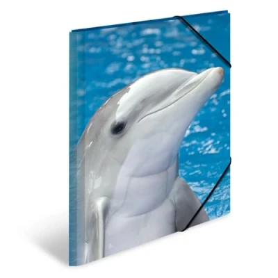 Abbildung von HERMA 7146 Sammelmappe A3 Tiere Delfine, Kinder Eckspanner Mappe aus Kunststoff mit Innendruck &amp; Gummizug, stabile Einschlagmappe Plastik für Jungen Mädchen