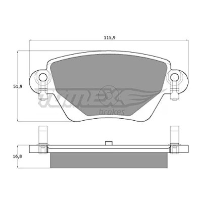 Abbildung von TOMEX brakes TX 12 59 Bremsbelagsatz Hinterachse mit akustischer Verschleißwarnung FORD: MONDEO 3 Kombi, 3, Stufenheck