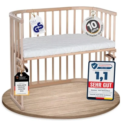 Abbildung von babybay Maxi Beistellbett, natur unbehandelt mit Matratze Classic Soft