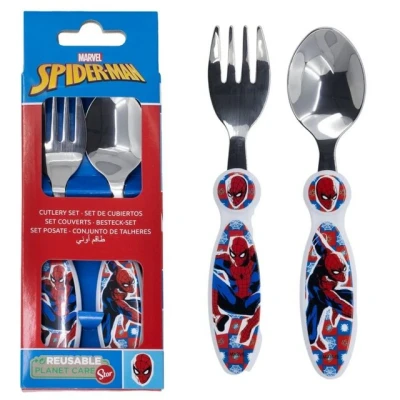 Abbildung von Spiderman Kinderbesteck Kinder Besteck Set Marvel Spider Man 2 teilig Gabel und Löffel (2 tlg)