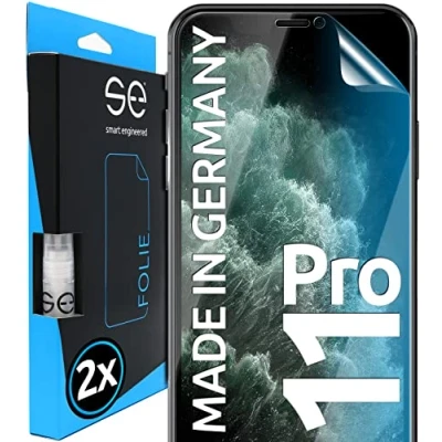 Abbildung von smart engineered 2x Schutzfolie für iPhone 11 Pro aus Deutschland 100% Passgenau Funktion mit Installationshilfe kompatibel Folie Anti Kratzer Klar
