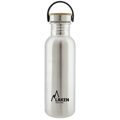 Abbildung von Laken Basic Edelstahlflasche, Trinkflasche Weite Öffnung mit Edelstah Schraubverschluss Bambo, BPA frei 0,75L, Silber
