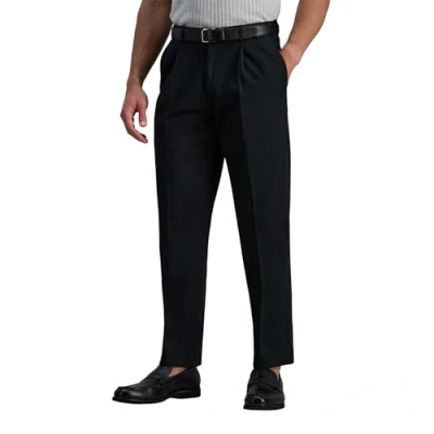 Abbildung von Haggar Herren Hose, bügelfrei, Klassische Passform, erweiterbarer Taillenbund mit Falten vorne Schwarz 36W / 29L