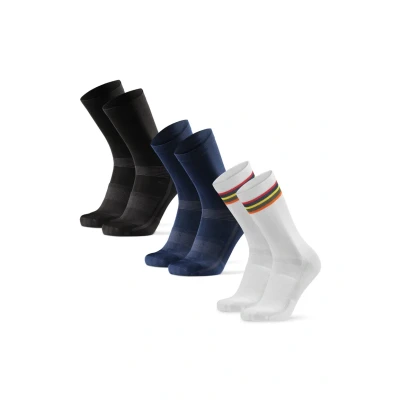 Abbildung von Danish Endurance Cycling Regular 3PACK Sportsocken, Größe: 39 42, Multicolor black navy white stripes