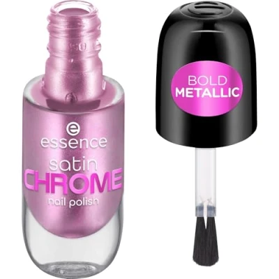 Abbildung von essence satin CHROME nail polish, Nr. 02, Pink, abdeckend, Expressergebnis, hochpigmentiert, metallisch, vegan, ohne Mikroplastikpartikel, Parfüm, Parabene, 1er Pack (8ml)