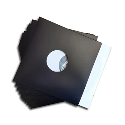 Abbildung von LP Schallplatten Cover Mittelloch schwarz Deluxe Protected (25 Stück)