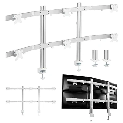 Abbildung von Xantron® Monitor Halterung 6 Monitore 17 bis 32 Zoll oder VESA 75x75 &amp; 100x100mm / Tragkraft: 8kg pro Monitor/Monitorhalterung Schwenkbar Neigbar inkl. Tischhalterung
