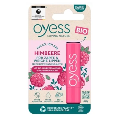 Abbildung von Oyess loving nature Lippenpflege Himbeere, pflegender Lippenpflegestift für trockene Lippen (1 x 4,8 g)