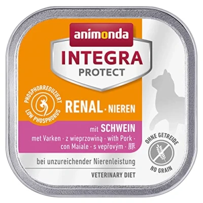 Abbildung von animonda INTEGRA PROTECT Katzenfutter nass Renal (Nieren) Schwein (16 x 100g), vom Tierarzt empfohlen bei Niereninsuffizienz, mit Veterinären entwickeltes Diätalleinfutter für erwachsene Katzen