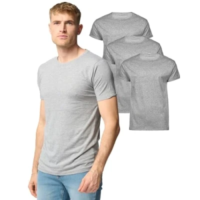 Abbildung von Performance Basic T Shirts für Männer Pack of 3 100% Reine Baumwolle Shirt Kurzarm Maschine waschbar Bequeme Kleidung Essentials