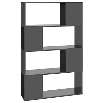 Abbildung von vidaXL Bücherregal Raumteiler mit 4 Fächern Standregal Aktenregal Raumtrenner Regal Wandregal Aufbewahrung Dekoregal Hochglanz Grau 80x24x124,5cm